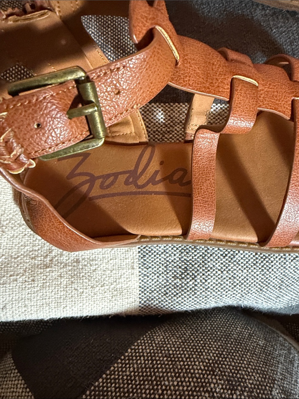 Zodiac Brown Leather Gladiator Sandals - Picture 2 of 6